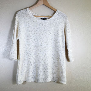MNG Sweater White/Cream with Gold Sequins